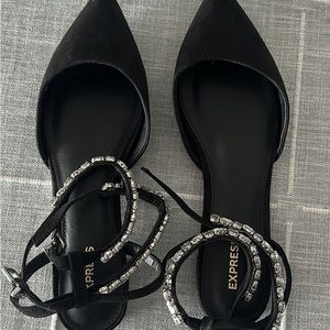 Rhinestone black flats size 8.5 NEW